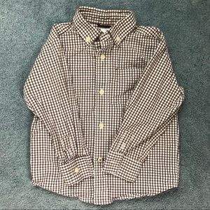 Gymboree brown white checked button down shirt 2T